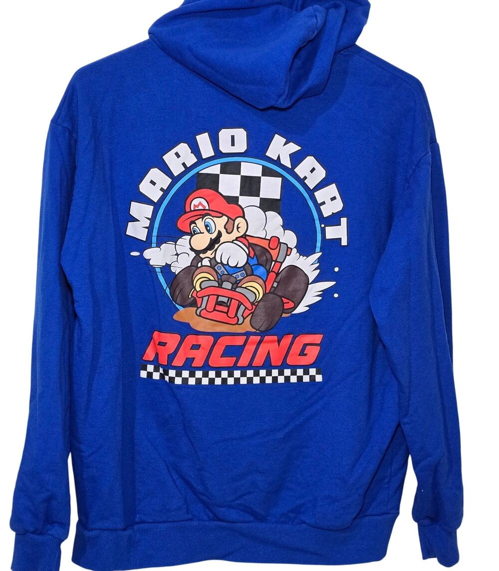Nintendo Mario Brothers Mario Cart Graphic Hoodie Blue Youth 18 Mens Small